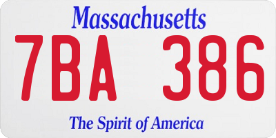 MA license plate 7BA386