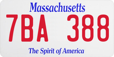 MA license plate 7BA388