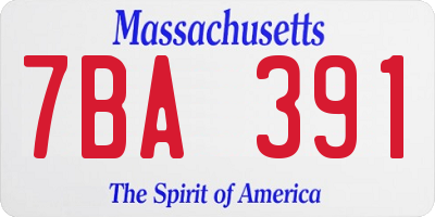 MA license plate 7BA391