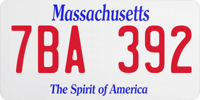 MA license plate 7BA392
