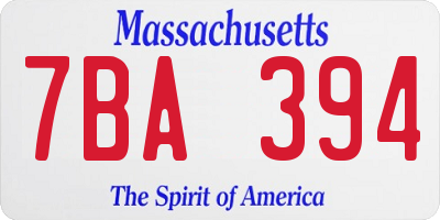 MA license plate 7BA394
