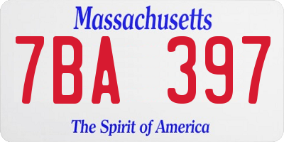 MA license plate 7BA397