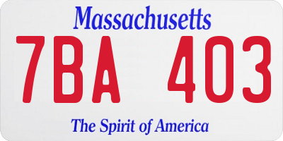 MA license plate 7BA403