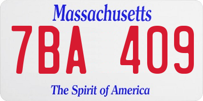 MA license plate 7BA409