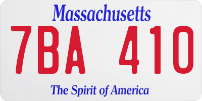 MA license plate 7BA410