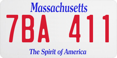 MA license plate 7BA411