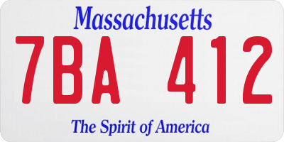MA license plate 7BA412