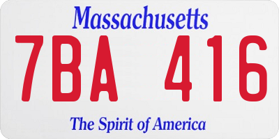 MA license plate 7BA416