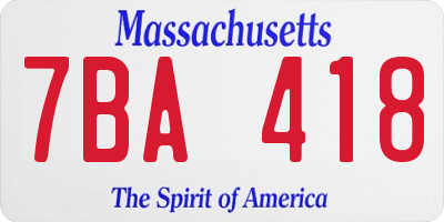 MA license plate 7BA418