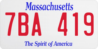 MA license plate 7BA419