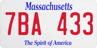 MA license plate 7BA433