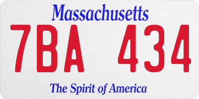 MA license plate 7BA434