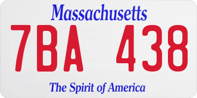 MA license plate 7BA438