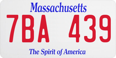 MA license plate 7BA439
