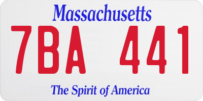 MA license plate 7BA441
