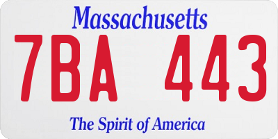 MA license plate 7BA443