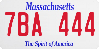 MA license plate 7BA444