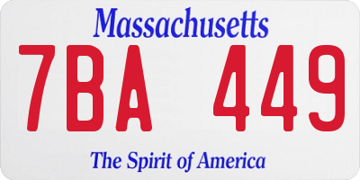 MA license plate 7BA449