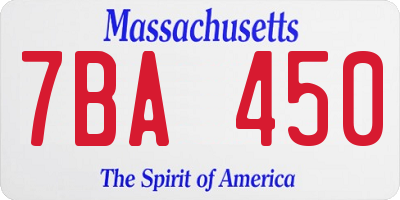 MA license plate 7BA450
