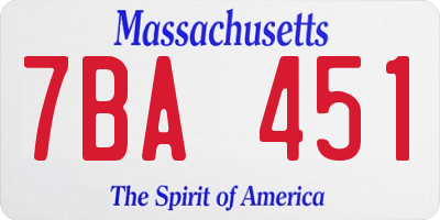 MA license plate 7BA451
