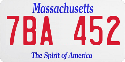 MA license plate 7BA452