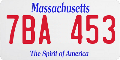 MA license plate 7BA453