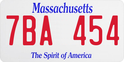 MA license plate 7BA454
