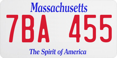 MA license plate 7BA455