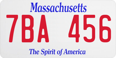 MA license plate 7BA456