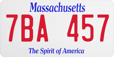 MA license plate 7BA457