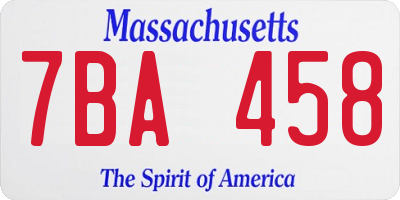 MA license plate 7BA458