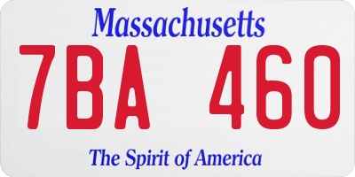 MA license plate 7BA460