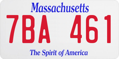 MA license plate 7BA461