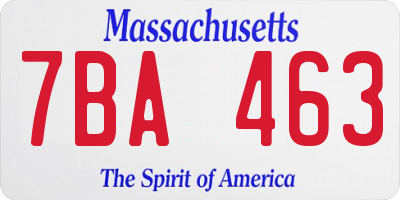 MA license plate 7BA463