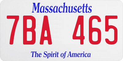 MA license plate 7BA465