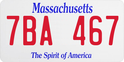 MA license plate 7BA467