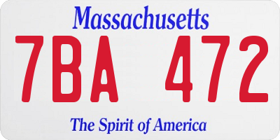 MA license plate 7BA472