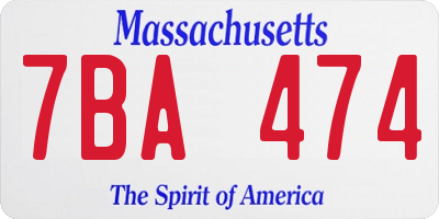 MA license plate 7BA474