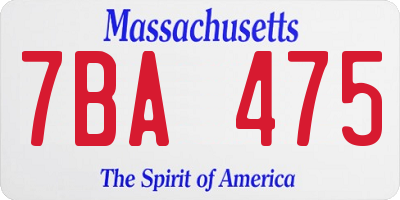 MA license plate 7BA475