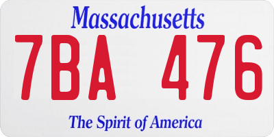 MA license plate 7BA476