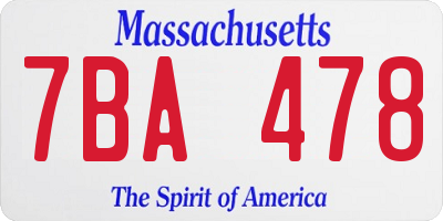 MA license plate 7BA478