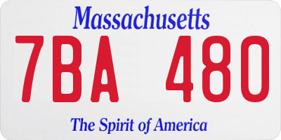 MA license plate 7BA480