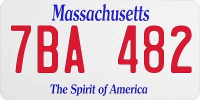 MA license plate 7BA482