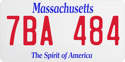 MA license plate 7BA484