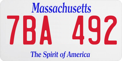 MA license plate 7BA492