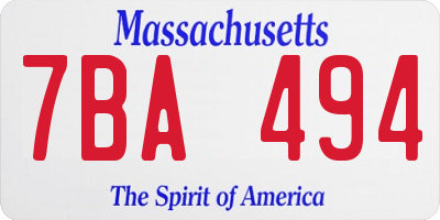 MA license plate 7BA494