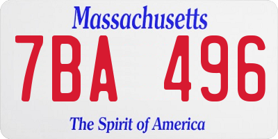 MA license plate 7BA496