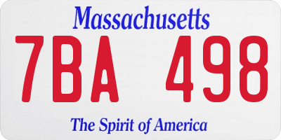 MA license plate 7BA498