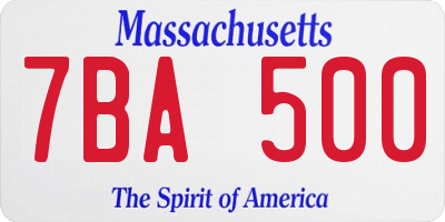 MA license plate 7BA500