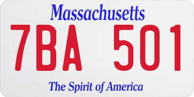 MA license plate 7BA501